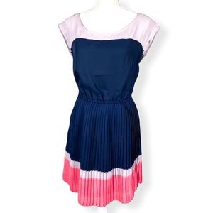 American Eagle Pleated A-Line Color Block Dress Small